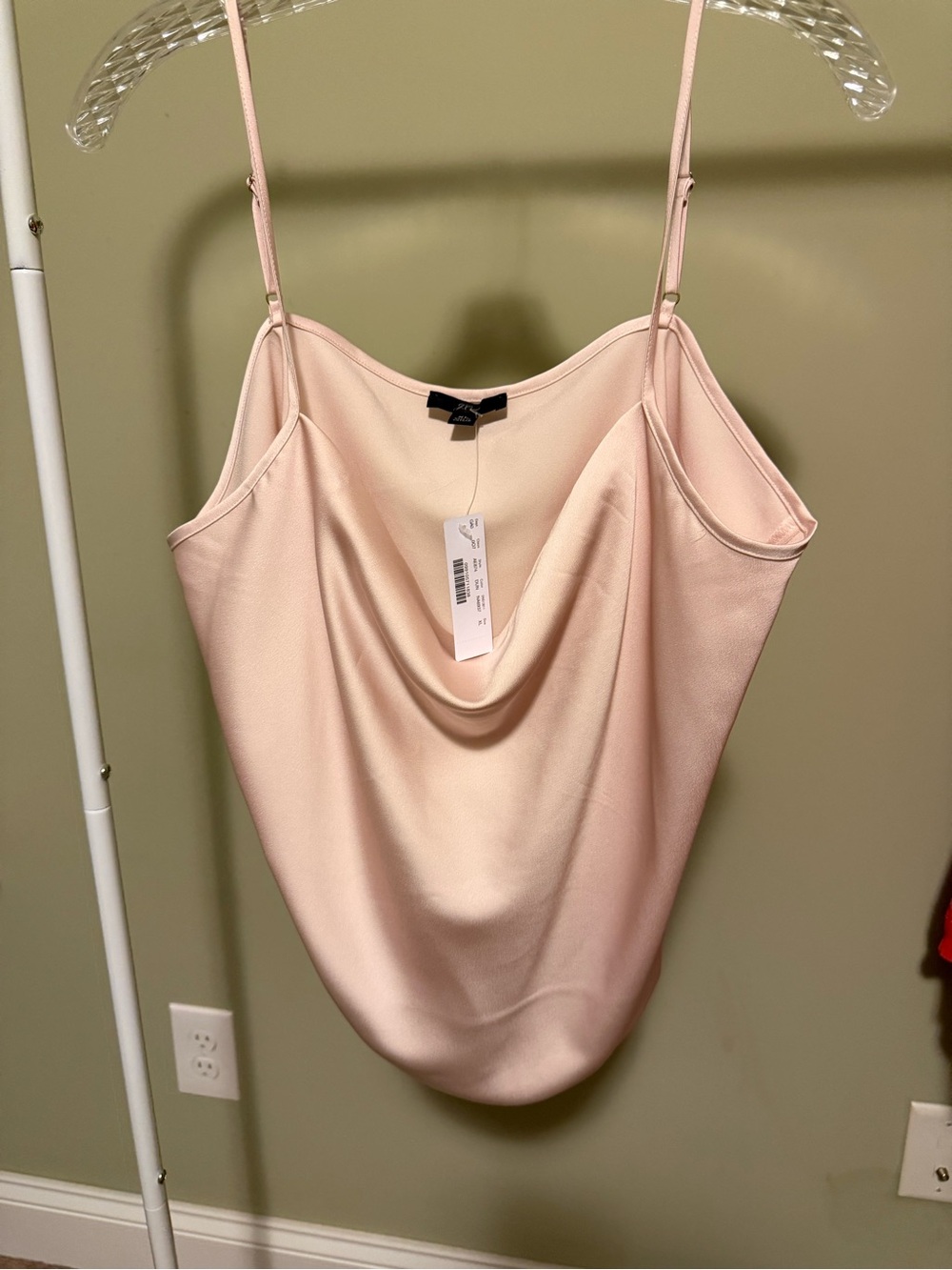 NWT J.Crew Soft Pink/Blush Cowl Neck Cami SZ XL w adjustable straps 21.5" P2P